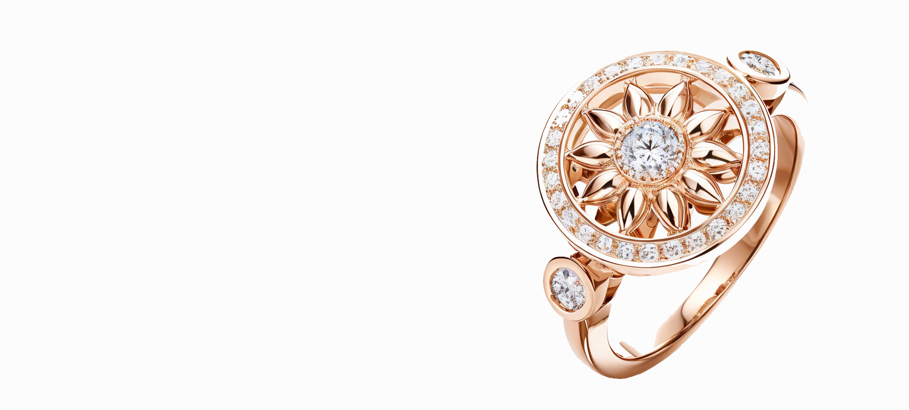 Un primer plano de un anillo con diamantes sobre un fondo blanco.