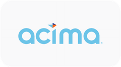 El logotipo de Acima es azul y naranja sobre un fondo blanco.