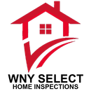 Red house logo with a checkmark integrated into the structure, above the text "WNY SELECT HOME INSPECTIONS."