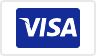 Visa logo: white text on a blue rectangle with a stylized 