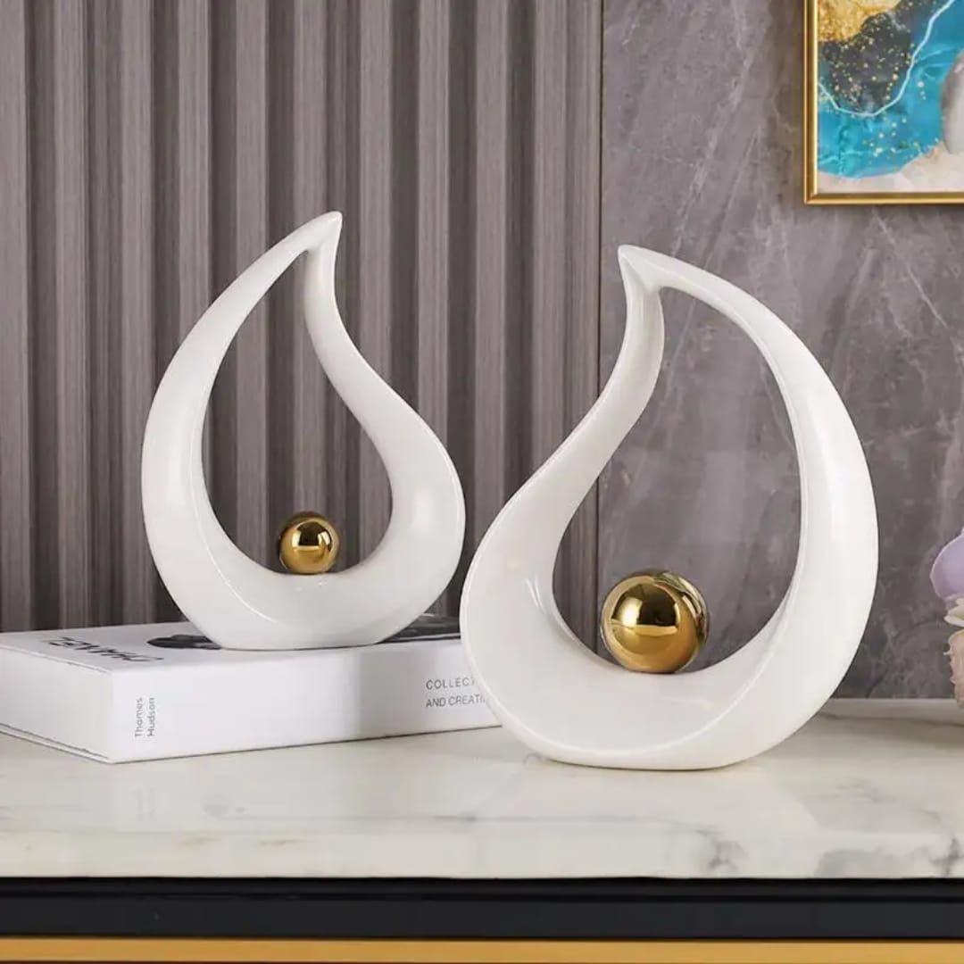 Fluidity & Form Modern Ceramic Sculptures (Set of 2)