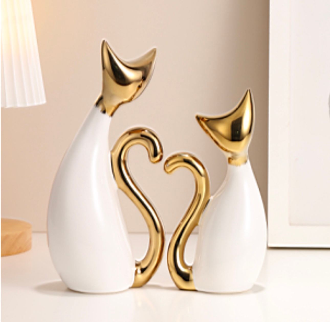 Gilded Silhouette Feline Duo