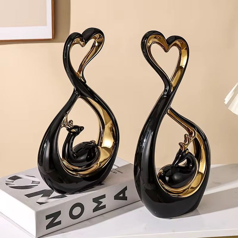 Serenity Fawn Heart Sculpture Set