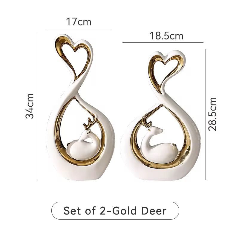 Serenity Fawn Heart Sculpture Set