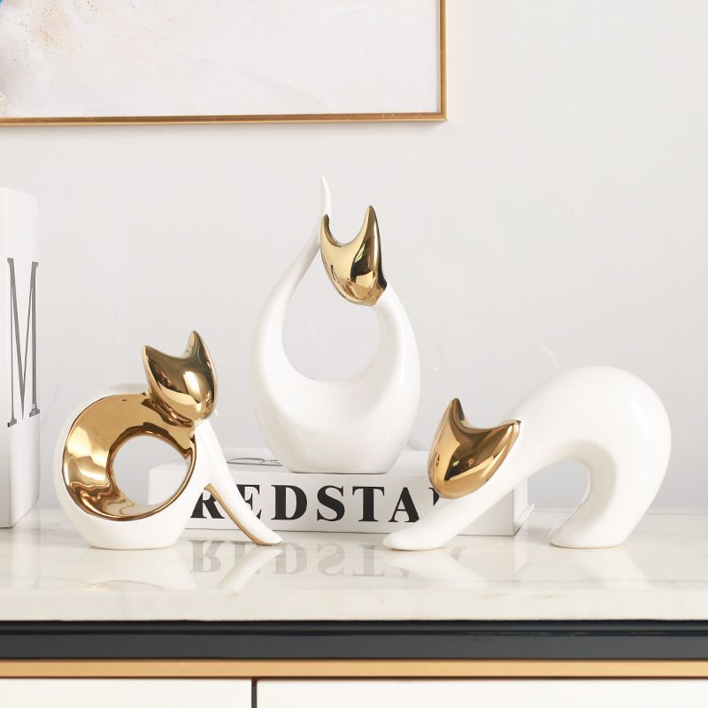 The Graceful Feline Trio Sculptures