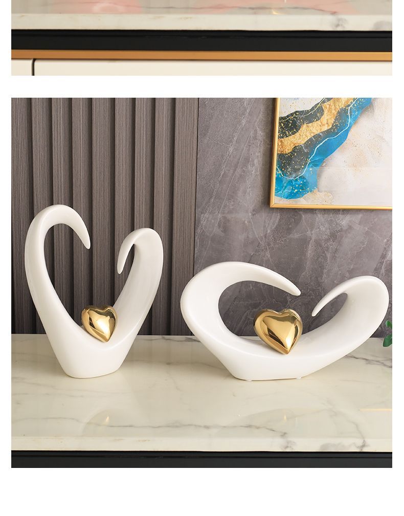 Endless Embrace Modern Heart Sculptures (Set of 2)