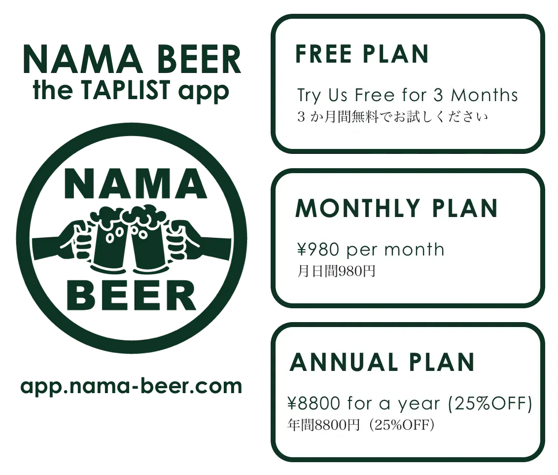 NAMA BEER taplist app plans