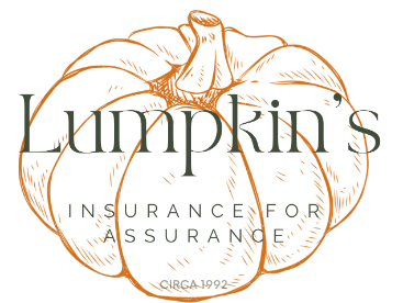 Logo for Lumpkin's Insurance with a pumpkin illustration and the text 