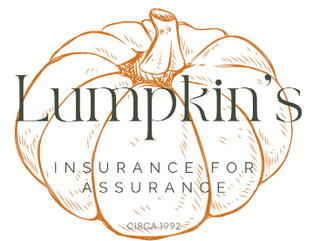 Logo for Lumpkin's Insurance with a pumpkin illustration and the text 