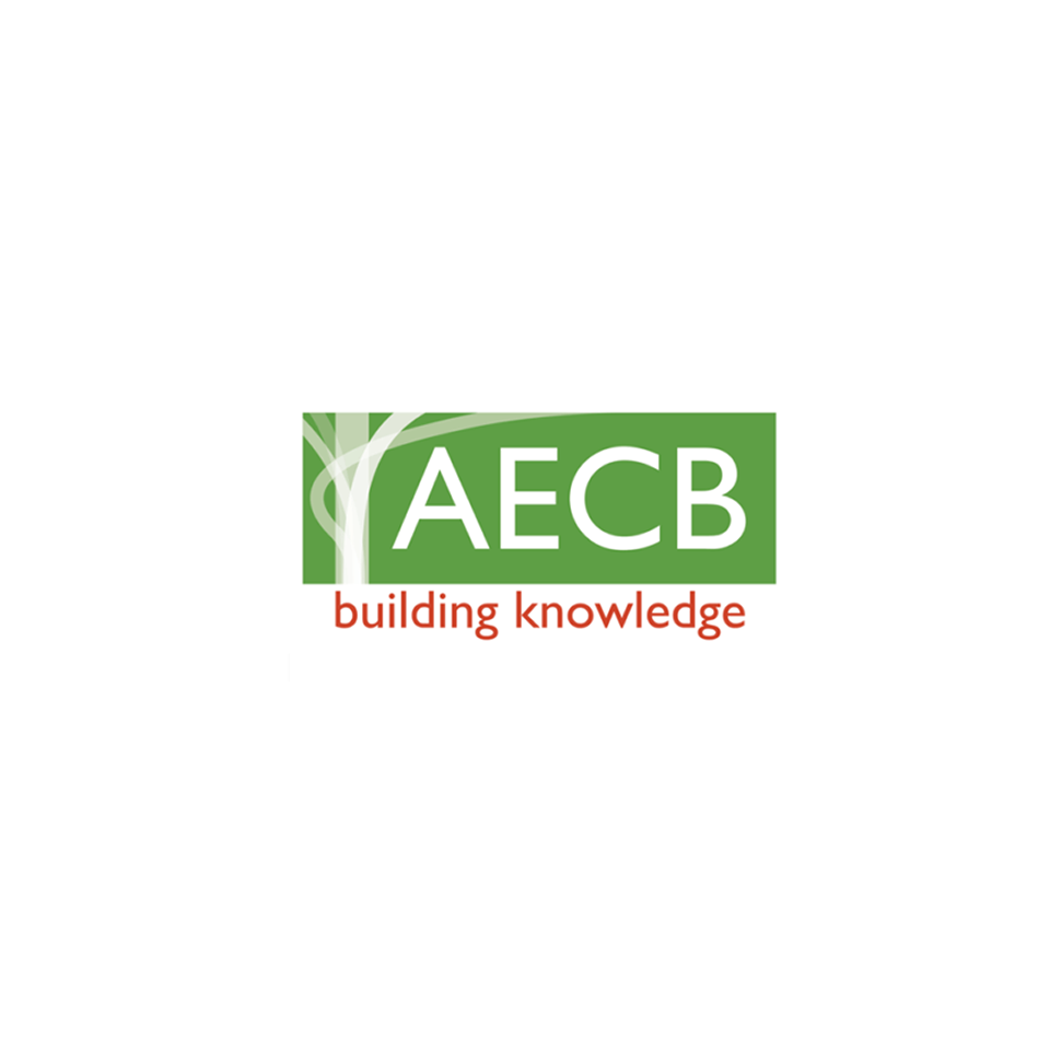 AECB logo with a green square, stylized plant, and text 