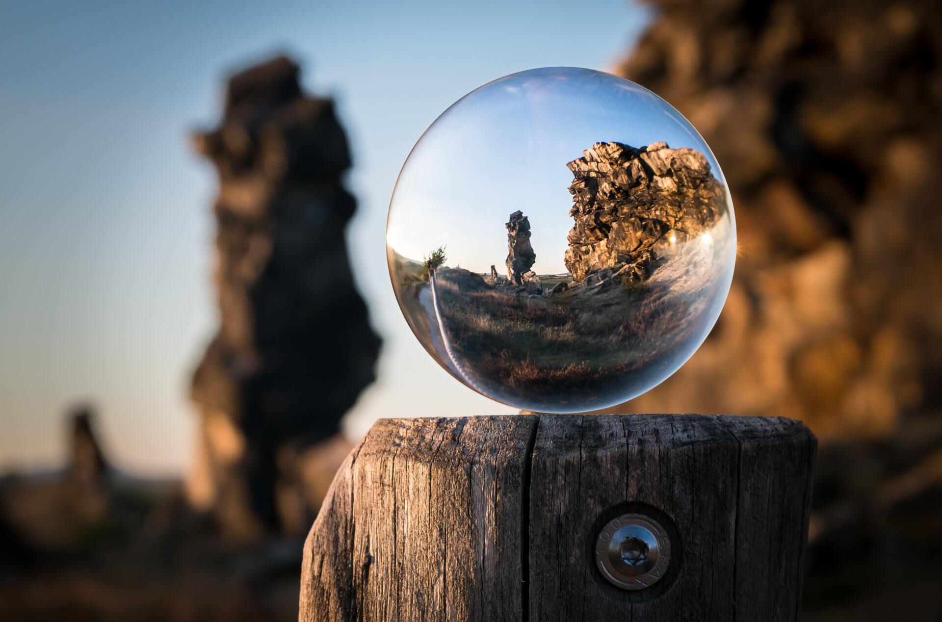 Crystal ball on top of a post