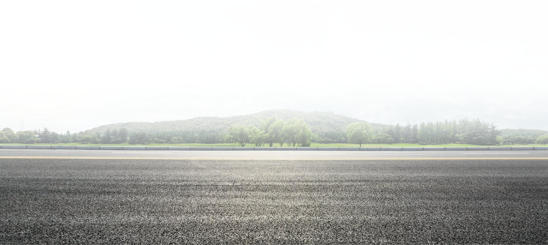 Panoramic view of a tree line and a mountain under a misty sky. | Dyno- Comp