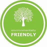 A green circle with a tree inside of it and the words `` environmentally friendly ''.