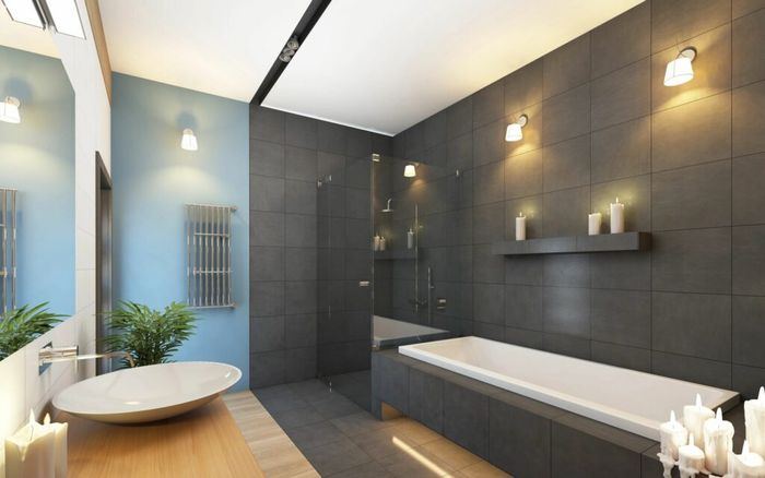 Nice, elegant and fancy bathroom with black tiles — Miramar Beach, FL — Premier Shower Glass & More LLC