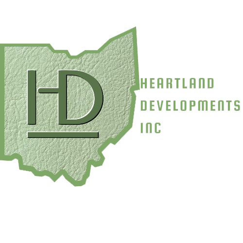 Logo for Heartland Developments Inc: green Ohio outline with