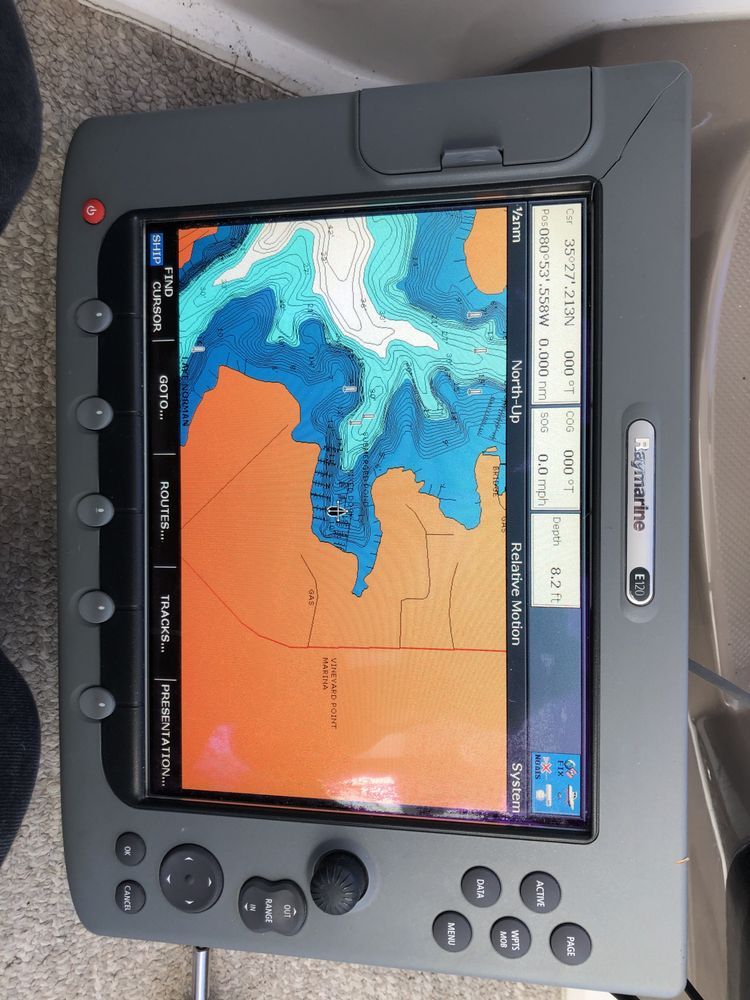 A gps device shows a map of the ocean