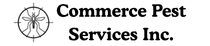 Logo for Commerce Pest Services Inc. featuring a mosquito inside a circle, and crosshairs.