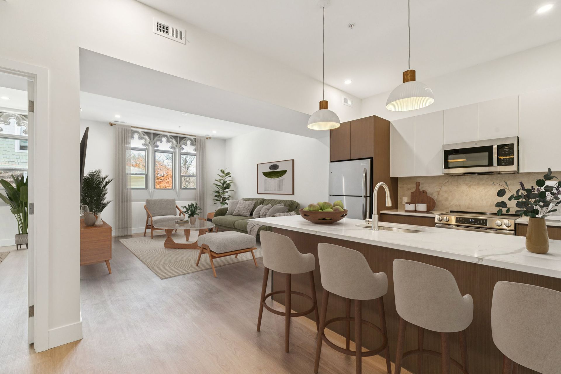 Monroe layout living and kitchen area