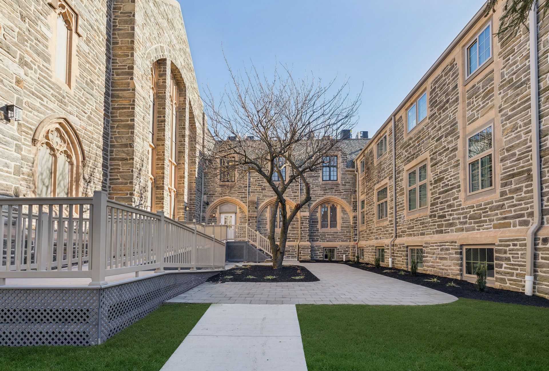 Courtyard of 30 Fern, achitecturally pristine building