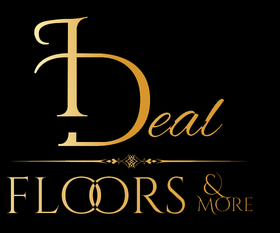 Gold logo on black background: