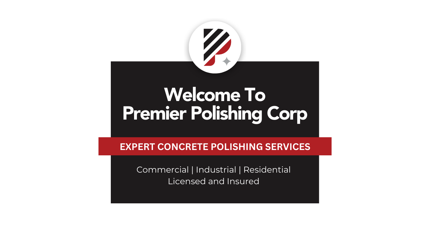 a black and red sign that says welcome to premier polishing corp