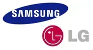 Logos of Samsung (blue oval) and LG (red circle, gray text).