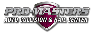 The logo for pro masters auto collision and hail center