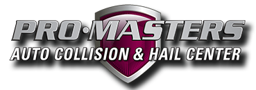 The logo for pro masters auto collision and hail center