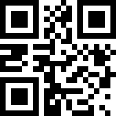 QR code, black and white squares, likely linking to digital information.