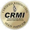 A certified residential mold inspector seal with a microscope on it.