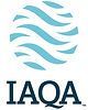 The logo for iaqa is a blue circle with waves in it.