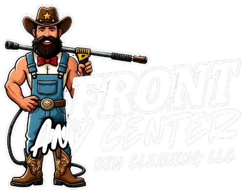 Cartoon cowboy in blue overalls holding a rifle, with a faint watermark in the background