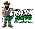 Cartoon cowboy holding a broom beside “Front and Center Bin Cleaning LLC” logo text