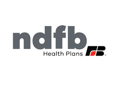Ndfb Health Plans logo in gray and black, with a red detail.