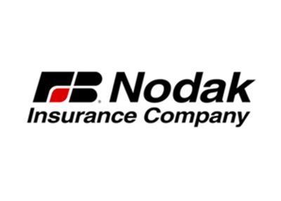Logo for Nodak Insurance Company, black and red graphic with the company name below.