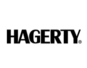 The hagerty logo is black and white on a white background.