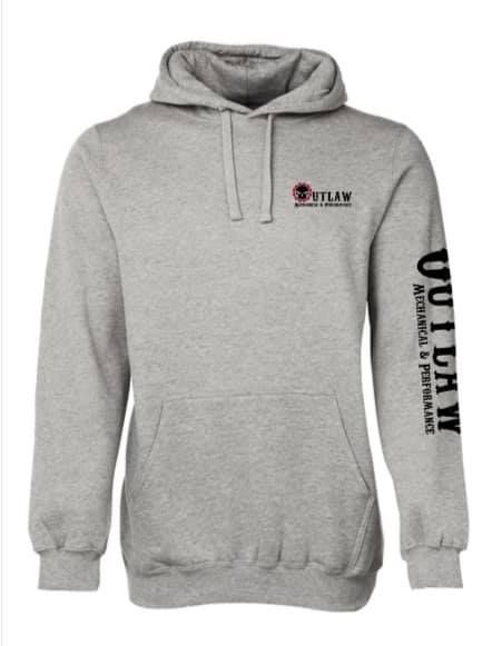 A grey hoodie with the word outlaw on the sleeve — Outlaw Mechanical & Performance In Inverell, NSW