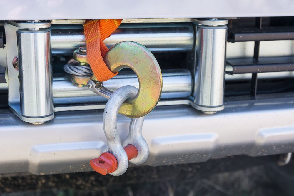 A close up of a winch hook on the front of a vehicle — Outlaw Mechanical & Performance In Inverell, NSW