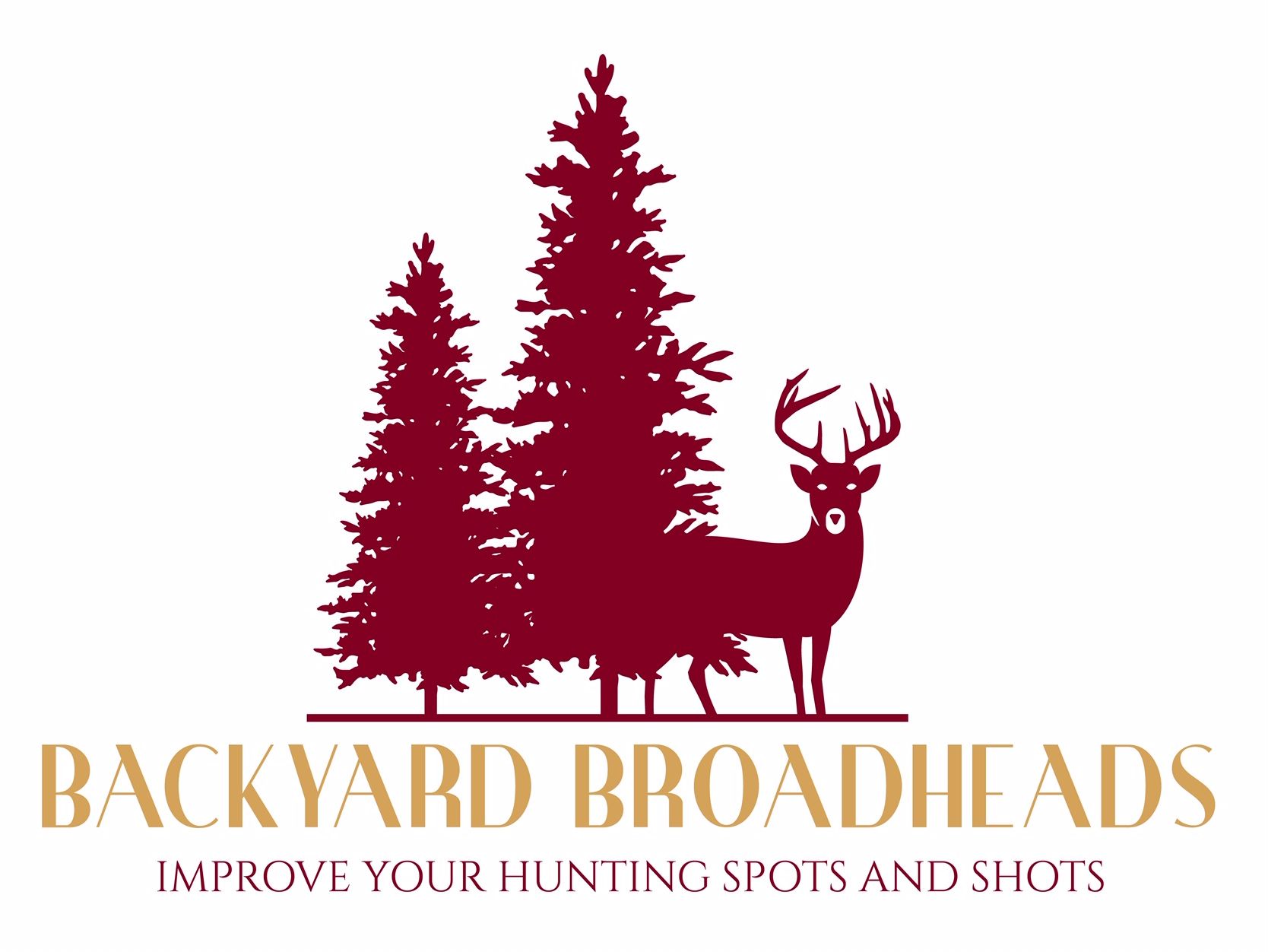 The backyard broadheads logo shows a deer standing in front of two trees.