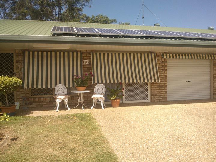 Two Striped Awnings - Capricorn Coast, QLD - Capcoast Glass