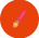 A small, orange-handled paintbrush icon centered on a bright red circular background.