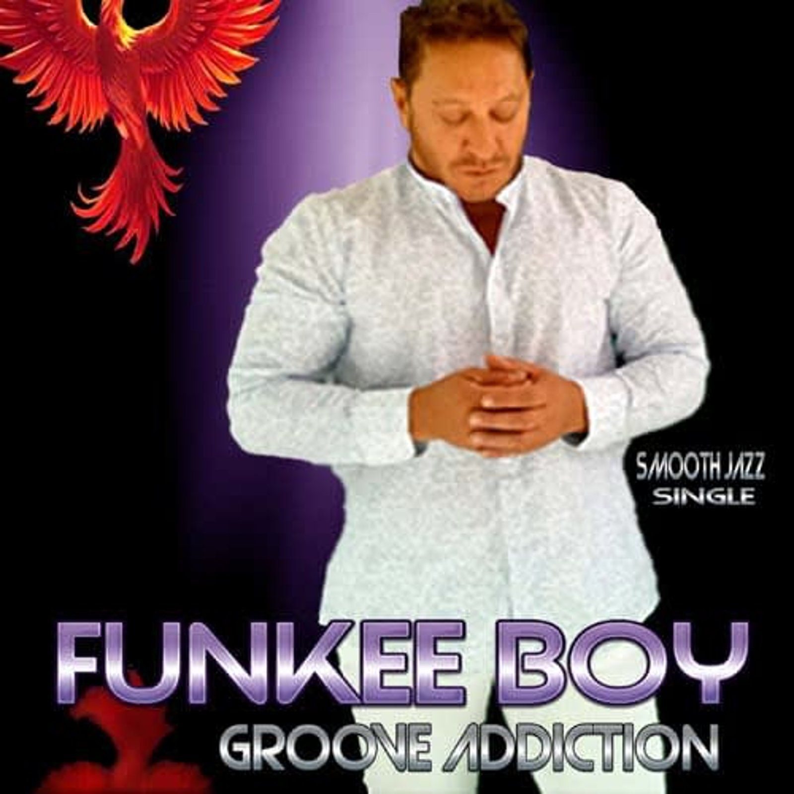 Album cover: Man in white shirt, phoenix, title 