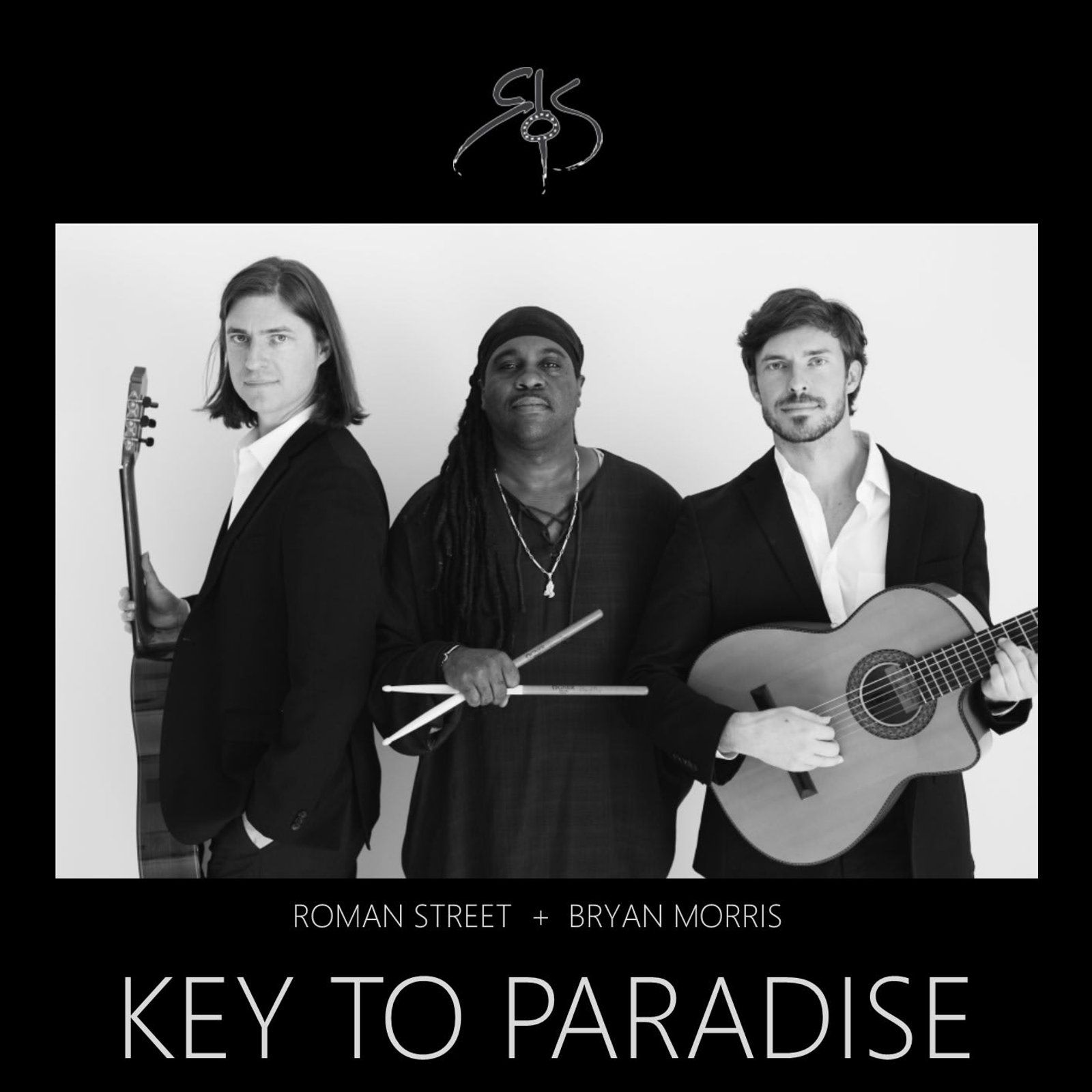 Black and white photo of three musicians