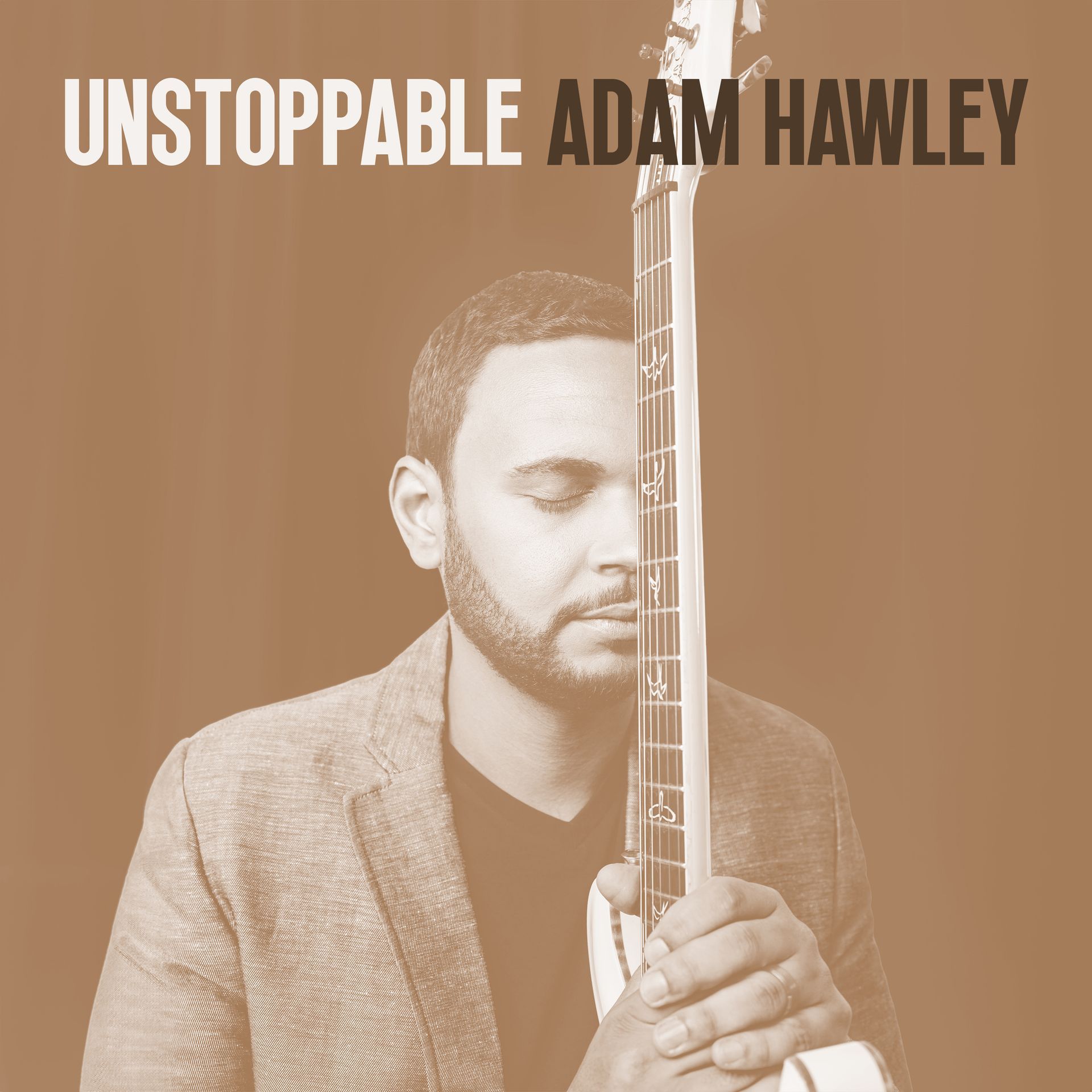 Adam Hawley holds bass guitar, eyes closed. Text reads 