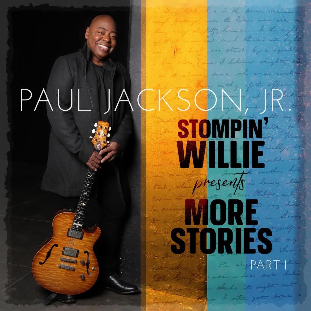 Paul Jackson Jr. album cover: smiling man with guitar; colorful vertical stripes background.