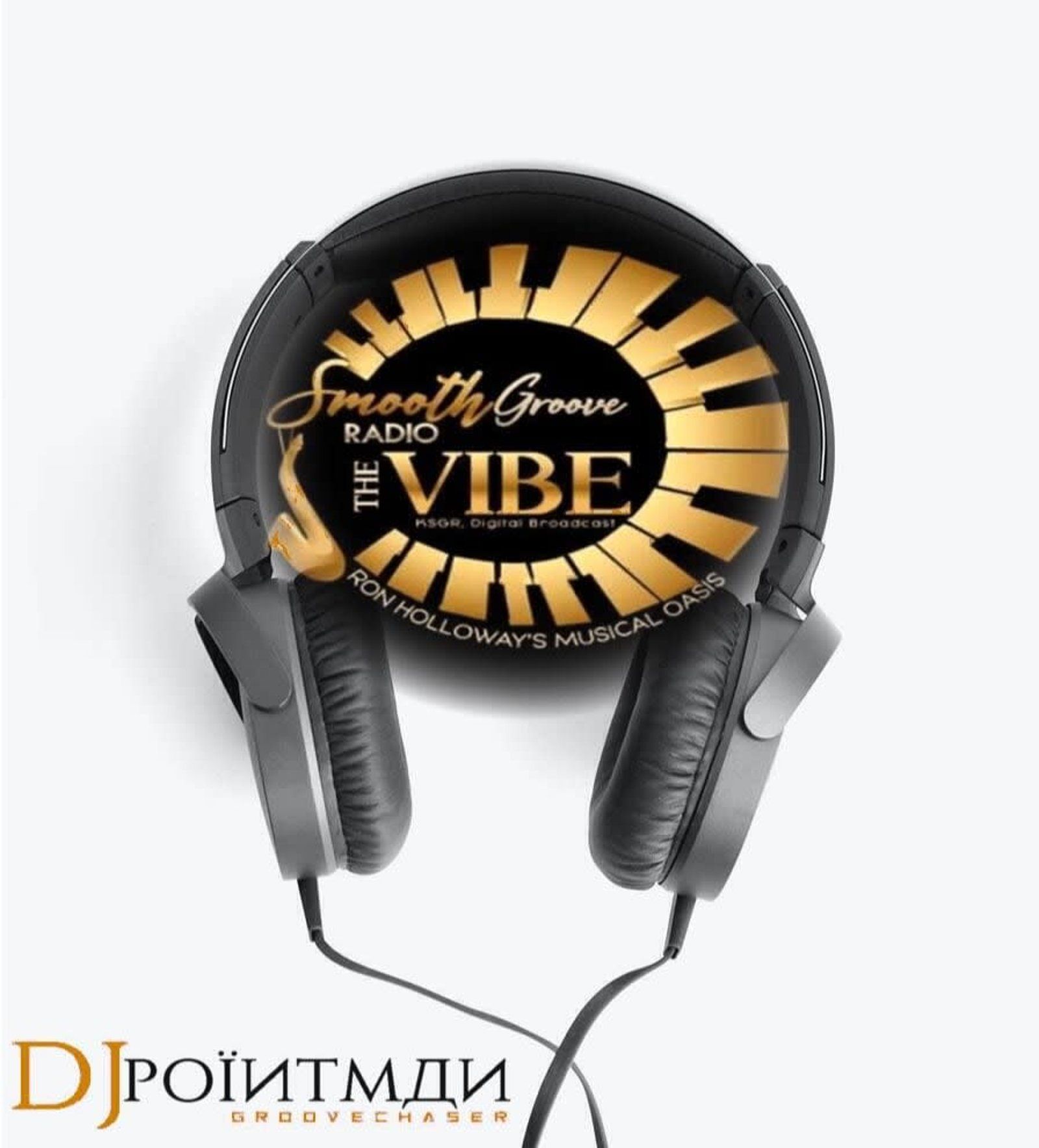 Headphones with a gold logo 