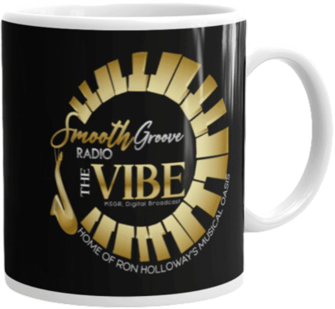 Mug with smooth groove radio logo.