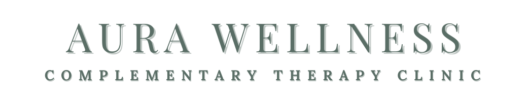 The word aura wellness is written in cursive on a white background.
