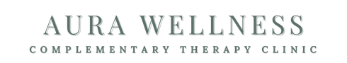 The word aura wellness is written in cursive on a white background.