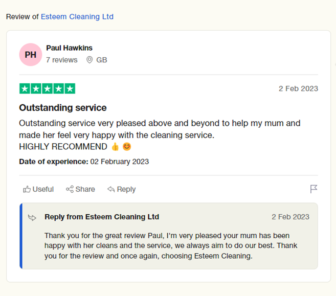 Esteem Cleaning Trustpilot Review